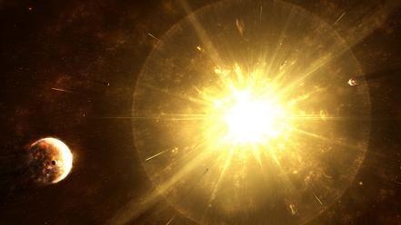 Sun outer space stars explosions planets last supernova wallpaper