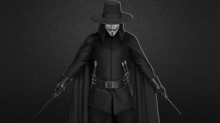 Weapons grayscale v for vendetta knives blades wallpaper