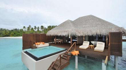 Ocean maldives beach house wallpaper
