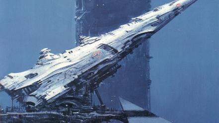 Futuristic fantasy art spaceships science fiction wallpaper