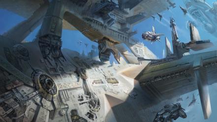 Futuristic spaceships science fiction artwork wallpaper