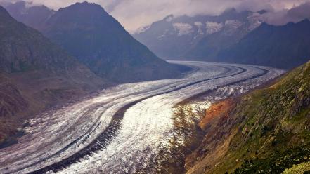 Ice mountains clouds landscapes glacier switzerland wallpaper