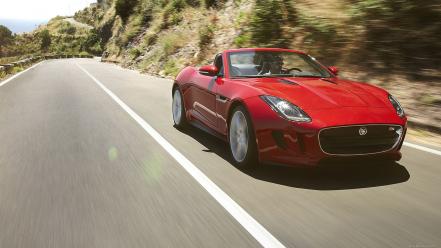 Cars roads vehicles red 2014 jaguar f type wallpaper