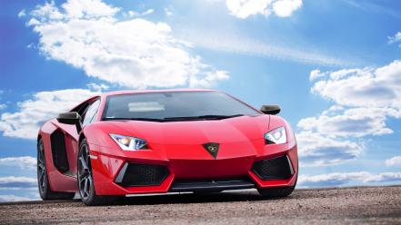 Clouds cars supercars tuning lamborghini aventador red wallpaper