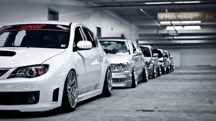 Garages white cars subaru impreza wrx sti wallpaper