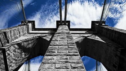 Bridges brooklyn bridge blue skies stone buildings wallpaper