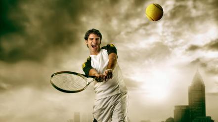 Men tennis balls racquet wallpaper