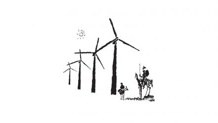 Minimalistic funny windmills picasso dom quixote wallpaper