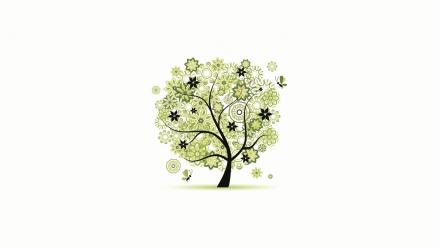 Minimalistic trees white background wallpaper