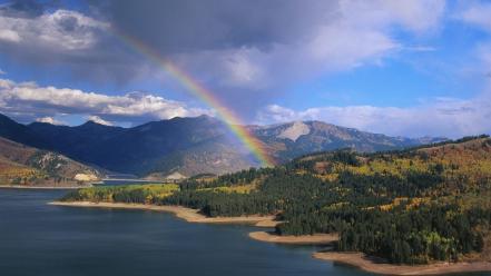 Mountains landscapes rainbows idaho lakes wallpaper