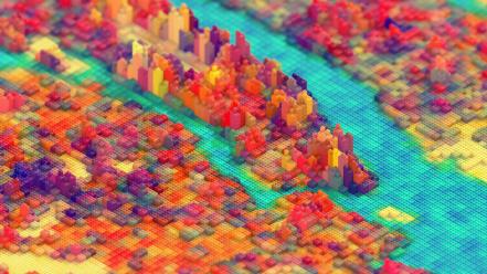 Multicolor cities legos wallpaper