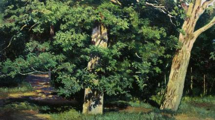 Paintings nature trees forest artwork ivan shishkin russians wallpaper