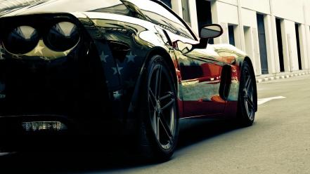 Cars chevrolet corvette american flag wallpaper