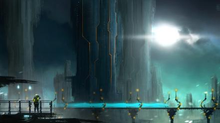 Cityscapes futuristic fantasy art science fiction artwork wallpaper