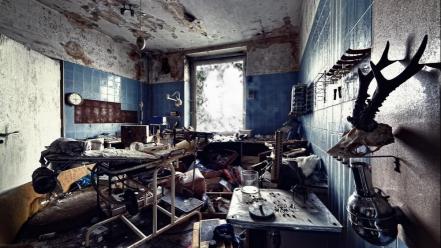 Cityscapes room abandoned wallpaper