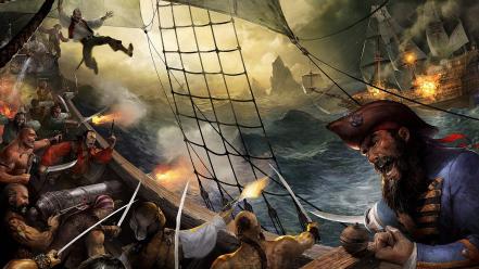 Digital art adventure swords sails sailor sea wallpaper
