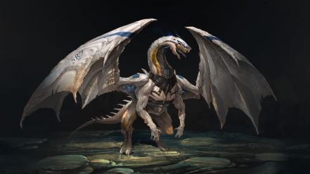 Fantasy wings normandy dragons mass effect art artwork wallpaper