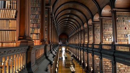 Old room library ireland books hallway college dublin wallpaper