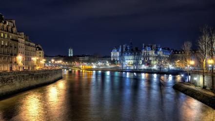 Paris night lights rivers seine cities wallpaper