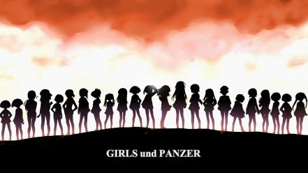 Silhouette sky girls und panzer wallpaper