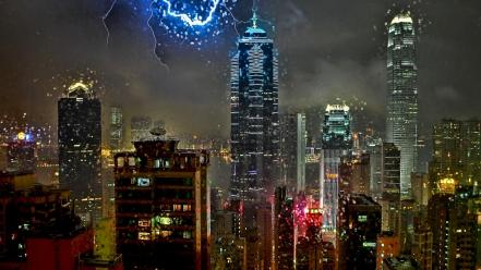 Cityscapes hong kong national geographic drawings lightning cities wallpaper