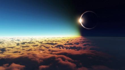 Clouds sun outer space eclipse wallpaper