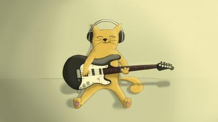 Headphones music cats bass guitars wallpaper
