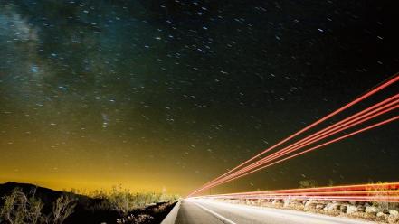 Los angeles roads long exposure light trails wallpaper