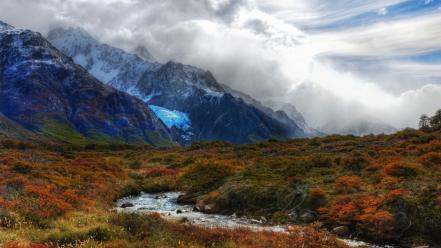 Mountains clouds landscapes argentina streams andes wallpaper