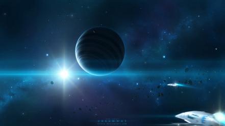 Stars planets digital art science fiction moons wallpaper