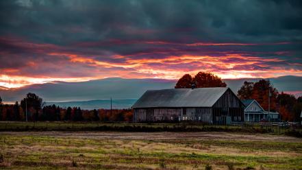 Sunrise landscapes houses wallpaper