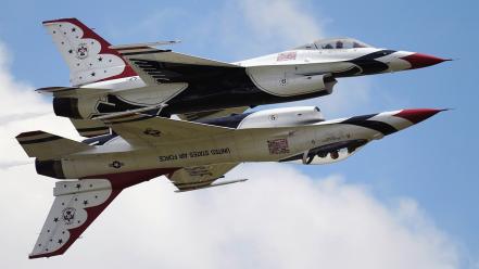 Airplanes jet aircraft thunderbirds (squadron) widescreen stunt flying wallpaper