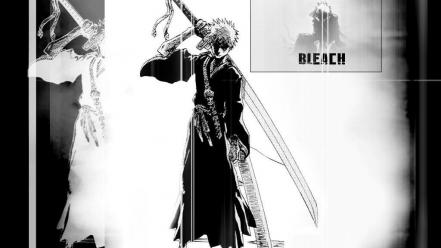 Bleach kurosaki ichigo grayscale manga wallpaper