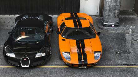 Cars bugatti veyron ford gt black orange wallpaper