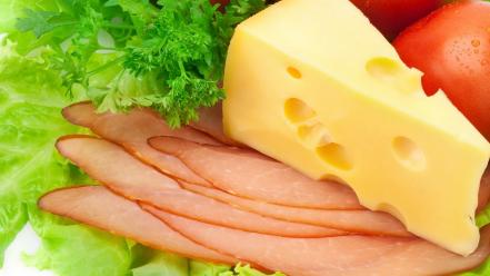 Cheese bacon salad slices wallpaper