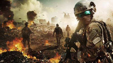 Games weapons battles ghost recon ruined city wallpaper