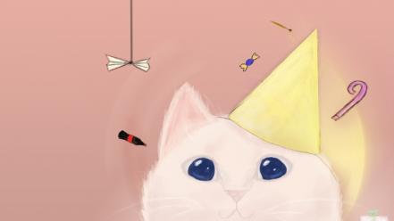 Light pink cats party presents birthday drun handmade wallpaper