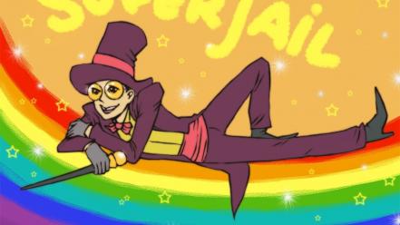 Suit rainbows superjail cane hats the warden wallpaper