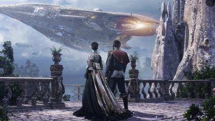 Dress men ships balcony science fiction royal wallpaper