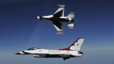 Fighting falcon jet aircraft widescreen usaf thunderbirds wallpaper