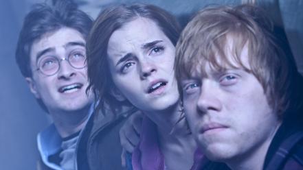 Hallows daniel radcliffe hermione granger ron weasley wallpaper