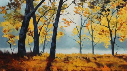 Paintings landscapes nature trees autumn (season) drawings wallpaper