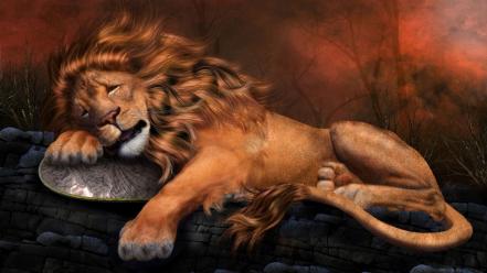 Sad lions wallpaper