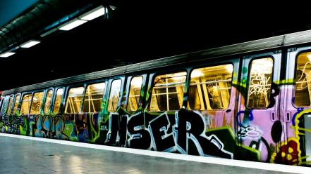 Trains graffiti subway wallpaper