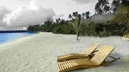 Beach sand chairs wallpaper