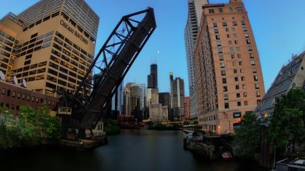 Cityscapes chicago bridges buildings usa wallpaper