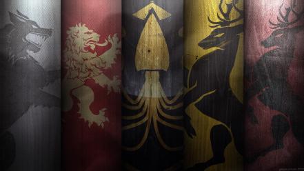 Emblems house greyjoy lannister stark baratheon kings wallpaper