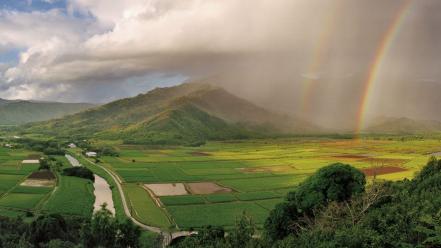 Landscapes nature hawaii rainbows wallpaper