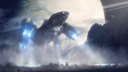 Movies planets prometheus spaceships science fiction photomanipulation wallpaper