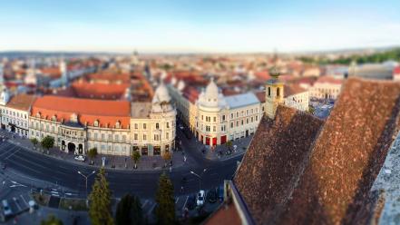 Romania cities miniature effect wallpaper